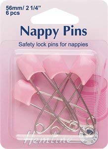 Hemline Spille di sicurezza per pannolini 56 mm 6 pezzi rosa