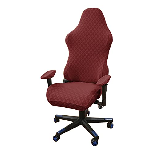 LIFEDX Funda Silla Gaming Fundas de Sillas Gaming Elásticas con Brazos 4 Piezas,Funda para Silla de Juegos Funda Silla Gamer Ergonómicas Antideslizante Lavable Extraíble,No Incluye Sillas,Ganar Rojo