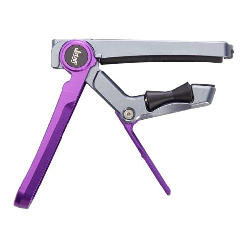 【国内正規品】Jstaff S1 The Rolling Capo ローリングカポタスト 装着したままスライドで素早く転調·キーチェンジ可能 3段階の力調節でしっかり固定 ネックを傷つけない おしゃれ 軽量 簡単装着 上アームローラーは交換可能 エレキギター·アコースティックギター用 (パープル)の商品画像（Amazon）