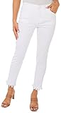 Democracy Womens Solid Frayed Bottom Jeans 6 White