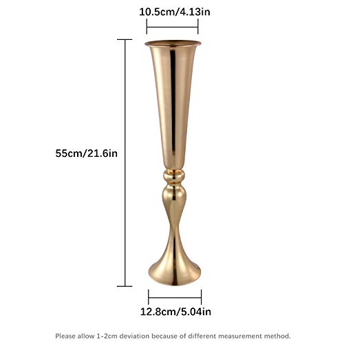 Ecom King Wedding Flower Vase Gold,Tall Centerpiece Vases For Table,Trumpet Wedding Flower Stand For Artificial Flower,Metal Flower Stand For Wedding Party Birthday Anniversary(10Pcs,Gold) #TOP3