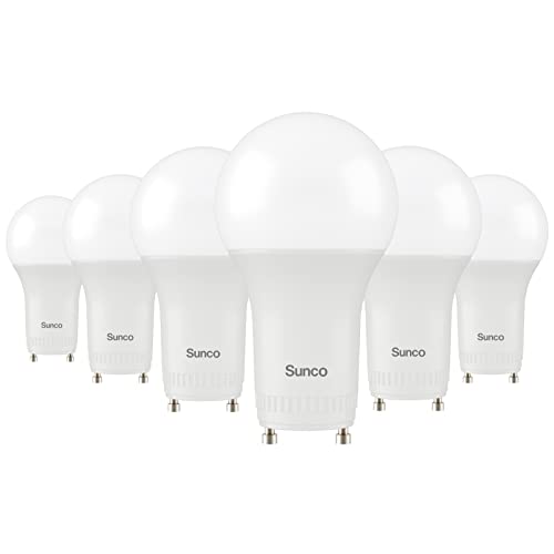 Sunco 6 Pack GU24 LED Light Bulb 2 Prong A19, 2700K Soft White, 9W Equivalent 60W, CFL Replacement 800 LM, Super Bright Dimmable, Twist and Lock GU24 Pin Base with Two Prongs, Instant On, UL