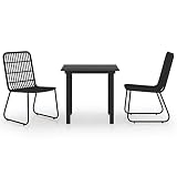 TUERYAFEK 3 Piece Patio Dining Set with Poly Rattan Chairs and Glass Top Table, Steel Frame Outdoor Dining Set for Garden