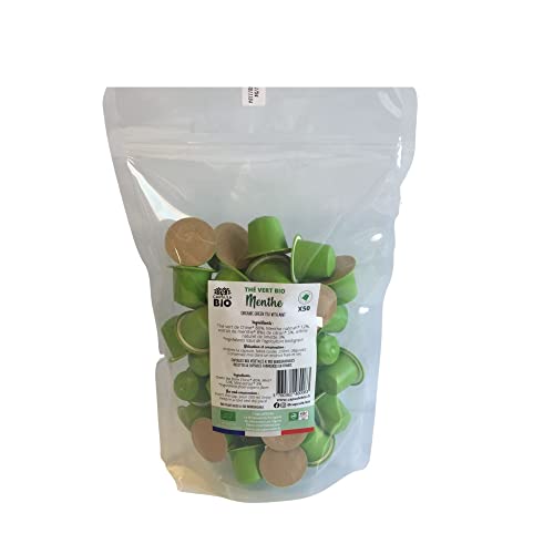 Capsul&BIO Grüntee Bio-Minze, 50 Kapseln für Nespresso-Kapseln, biologisch abbaubar und kompostierbar, Frankreich