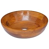 Material: Madera dura de teca lijada finamente con acabado; Dimensiones: 40 x 10 cm (diámetro x altura); Diámetro del orificio de drenaje: 5 cm