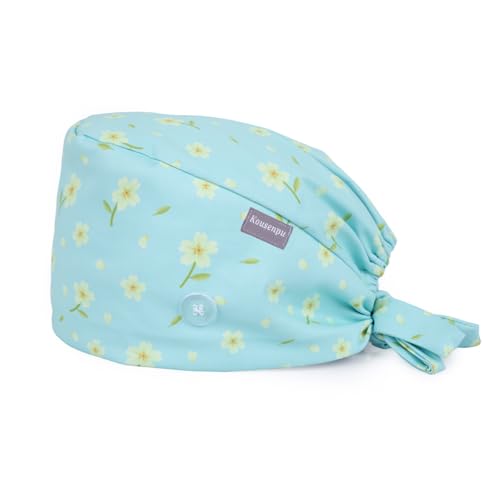 Image of Kousenpu Scrub Caps for Women, Adjustable Women's Surgical Cap with Buttons, Breathable Cute Design for Nurses and Doctors