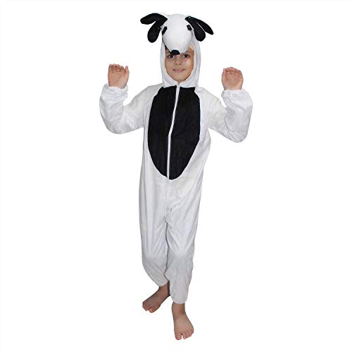 Image of Kaku Fancy Dresses Sheep Farm Animal Costume for Kids - White & Black, 3-4 Years | Animal Fancy Dress for Boys & Girls