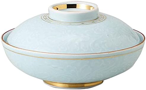 Set of 10, Celadon Gold Arabesque Carving, Lid Orientation, 6.7 x 3.6 inches (17 x 9.2 cm), 25.1 oz (710 g), Lids, Restaurants, Ryokan, Japanese Tableware, Commercial Use,