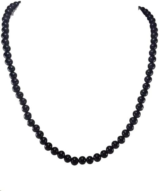 Collar de cuentas redondas de turmalina negra natural de 0.236 in, collar de 20 pulgadas, regalo para ella, regalo de Navidad