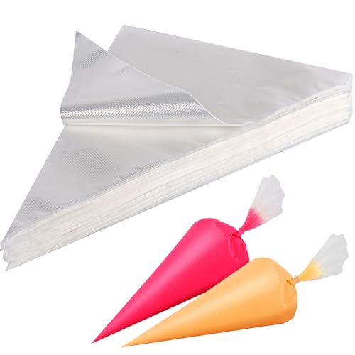 300 bolsas pasteleras desechables, 12 pulgadas, de plástico transparente, para decoración de pasteles, cupcakes, postres, galletas (30 x 20 cm)