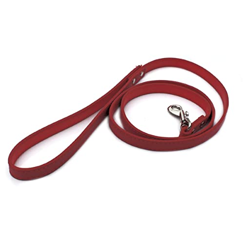 VICASKY Genuine Leather PET Leash 130CM Sturdy PU Dog Lead for Outdoor Use Adjustable Length Red Color