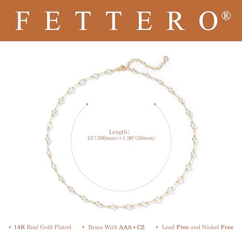Fettero Choker Necklace for Women 14K Gold Plated Beaded Ball Boho Necklaces Charm Dainty Gold Necklaces for Women Summer Jewelry