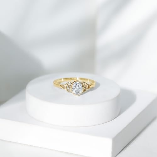 Certified Lab Grown Diamond 5X7mm Oval Engagement Ring, Ef-Vs Quality, Bezel Set Diamond Celtic Ring - Ready To Gift3