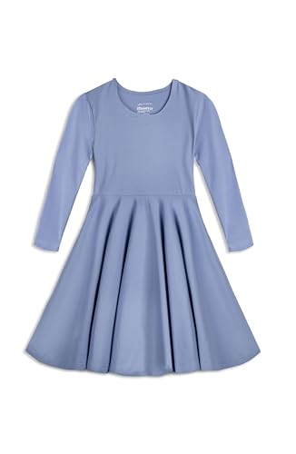 Mightly Girls' 3/4 Sleeve Skater Dress | Organic Cotton Fair Trade Certified Toddler and Kids Clothes, Periwinkle, 6