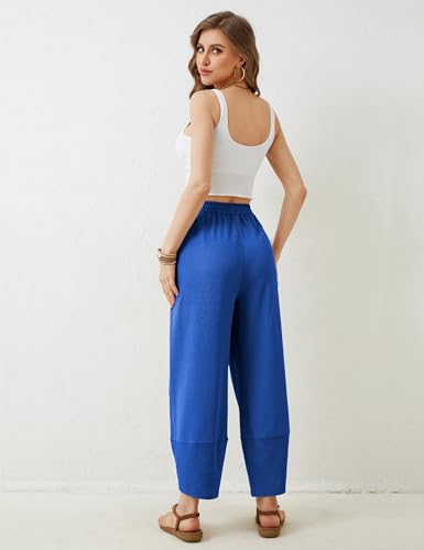 Image of Xiaoxuemeng Womens Baggy Wide Leg Pants Casual Elastic Waisted Palazzo Harem Pants with Pockets