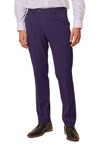 Men’s Slim Fit Stripe Classic Fit Tuxedo Pants for Men Expandable Waistband