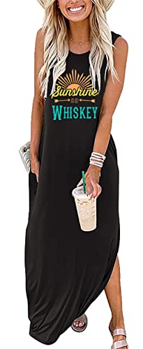 Image of Good Vibes Rainbow Graphic Dress Womens Sleeveless Pocket Maxi Dress Hawaiian Beach Tank Dress
