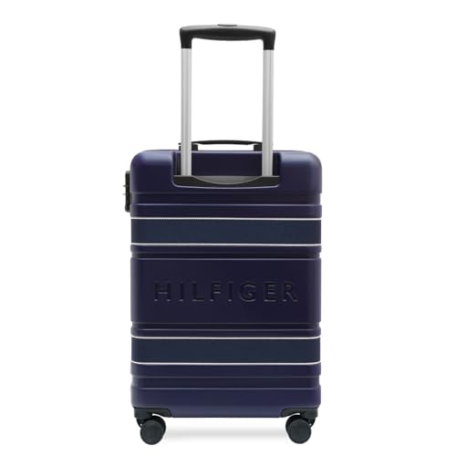 Image of Tommy Hilfiger Hard Luggage Set of 3 (Small, Mid and Large) Las-Vegas - Grey & Navy | Check-in Trolley Bags with TSA Lock | 360 Spinner Wheels | Telescopic Handle | Hardshell PC Suitcase