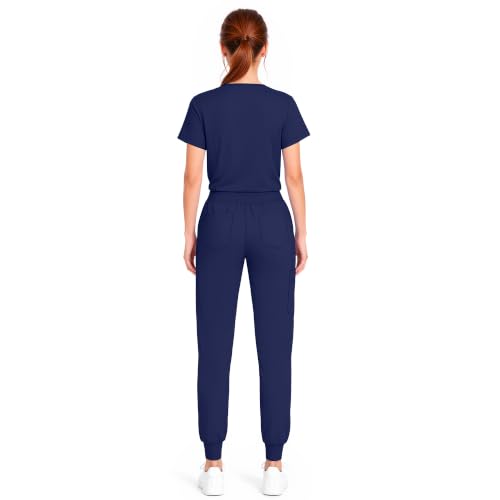 Image of SUNME Scrubs for Women Set, V Neck Top & Jogger Pants with 9 Pockets