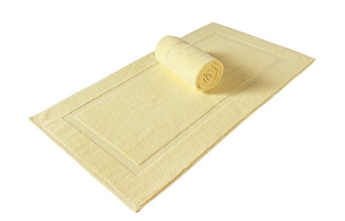 SALBAKOS 100% Turkish Cotton Bath Mat Set 2-Piece - 20x34 inch, Hotel & Spa Collection, Soft, Absorbent, Long Lasting, Durable Bathroom Rugs | Made in Turkey (Yellow, 2 Bath Mats)