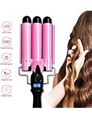 Hair Curling Iron 3 Barrel Waver Iron Wand Fast Heating With LCD Temperature Display 176°F To 410°F Ceramic Wave Hair Iron Roller