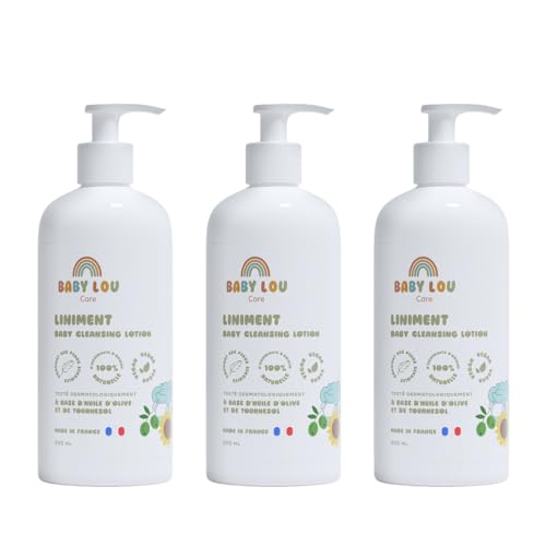 BABYLOU CARE Liniment Baby 3x500 ml | Cuidado limpiador cambia piel sensible | 100% ingredientes de origen natural y vegano, fabricado en Francia | Protege, nutre y calma la piel frágil