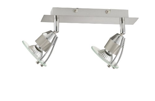 Paul Neuhaus 6815-55 - Aplique de techo (acero, IP20, incluye 2 bombillas GU10, 40 W, 6 x 25 x 15,5 cm)