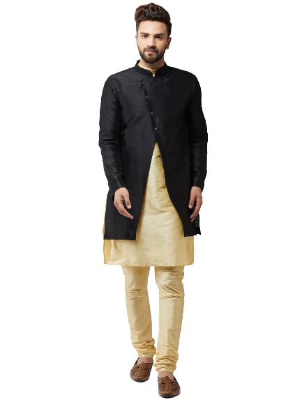 Image of SOJANYA Men's Silk Blend Solid Kurta & Pyjama Set