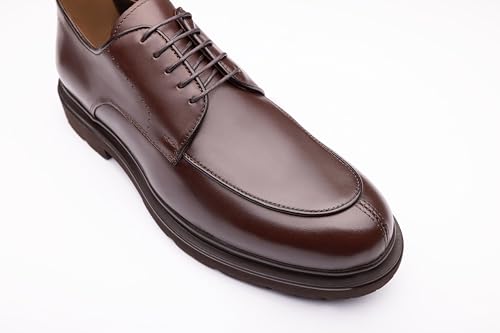 Image of Men's Black Leather Derby Shoes - Handmade Premium Design with Lightweight Comfort Sole