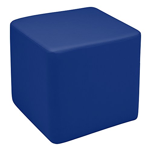 Image of Sprogs 18 inch H Structured Cube Stool -Flexible Modular Collaborative Soft Seating for Office, Home, Lounge and School Classrooms with Durable Frame & Set of 2 inch Casters Add-on -Blue