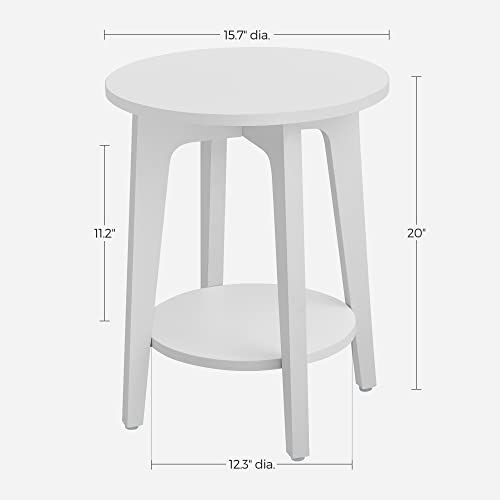 image for VASAGLE Side Table, Small Round End Table with Lower Shelf, Nightstand