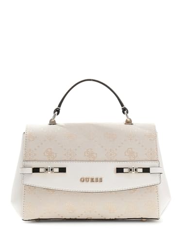 GUESS Rabat à poignée supérieure avec logo Melinda pour femme, Logo blanc cassé, taille unique