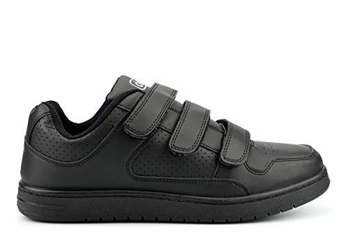 Mens Trainers Mens Touch Fastening Trainers Mens Touch Fasten Shoes Mens Casual Shoes Mens Shoes Mens Black Shoes Mens Black Trainers 12 UK