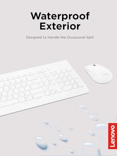 Image of Lenovo 510 Wireless Combo with 2.4 GHz USB Receiver, Slim Full Size Keyboard, Full Number Pad, 1200 DPI Optical Mouse, Left or Right Hand, GX30W75336, White