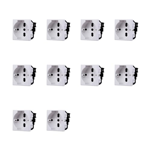 Elektronova Presa schuko 2P+T 10/16A 230V compatibile Bticino Matix di colore bianco - Confezione 10 pezzi