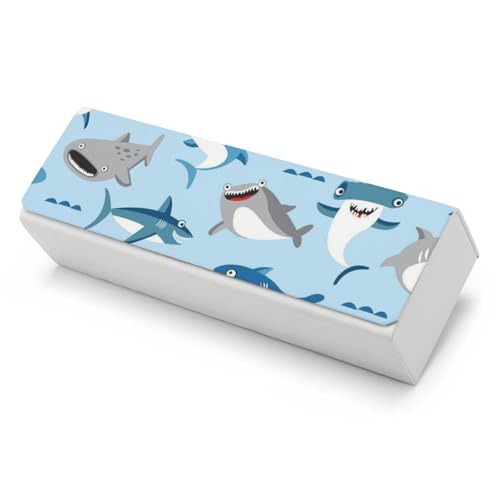 Étui à lunettes requin bleu dessin animé idéal pour emporter vos solaires en vacances à la mer