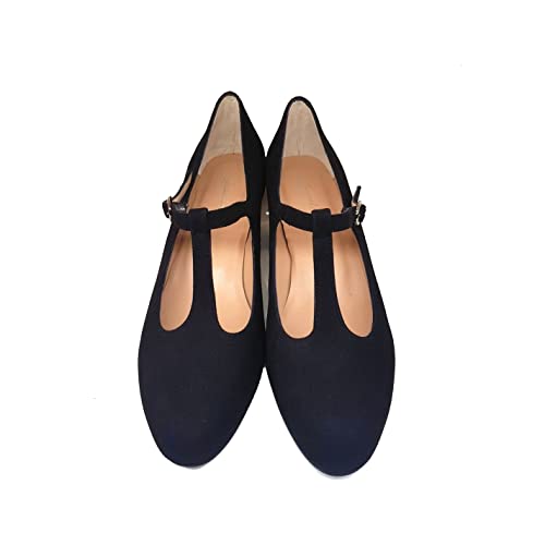 JICTORSIN - Mary Jane Scarpe in Pelle Nero da