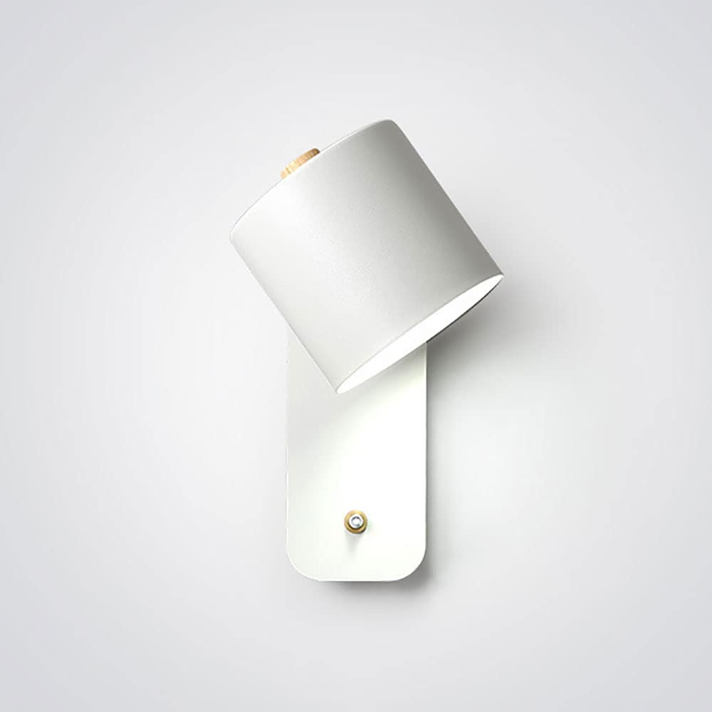 Aplique de pared giratorio mate con interruptor y luz de lectura cilíndrica para mesilla