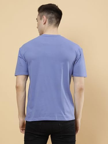 Image of POCKMAN Oversized Fit Mens Round Neck Cotton Blend Half Sleeve Plain T-Shirts.