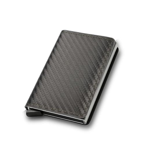 Simplofficial Simple Wallet For Men, Men's Carbon Fiber Slim Wallet RFID Blocking, Minimalist Pop Up Card Holder Wallets Hold 8-9 Cards (Carbon Gray)