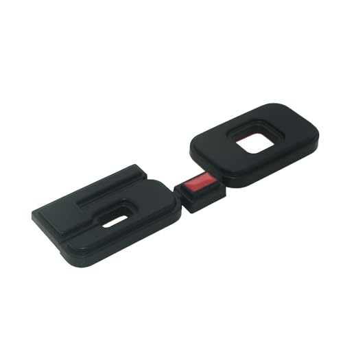 Image of 2Pc 1979-1993 5.0 Liter Engine Emblem Driver & Passenger Side Badge Nameplate Replacement for D9ZZ-16228-BC (Matte Black Red)