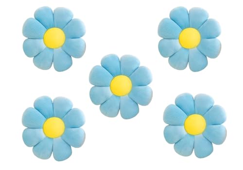Image of AVS Sunflower Shaped Decorative Cute Preppy Throw Pillows Floor Cushion for Aesthetic Decor Pack of 5 (35CM, Blue)