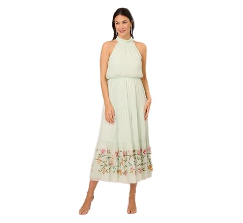 Adrianna Papell Women's Bead Long Dress With Godets, French Blue, 18
