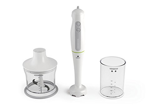 Kenwood Hand Blender, Mixer with Anti-splash, 0.5 Litre BPA-free Plastic Beaker, 0.5 Litre Chopper, 600 W, HDP103WG, White