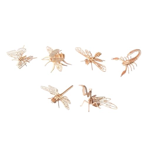 BESPORTBLE Rompecabezas 3D De Madera Insectos y Animales para Niños, 6 Modelos DIY, Educativo, Seguro y Manualidad Creativa, Adecuado para Desarrollo y Entretenimiento, Paquete De 6 Piezas