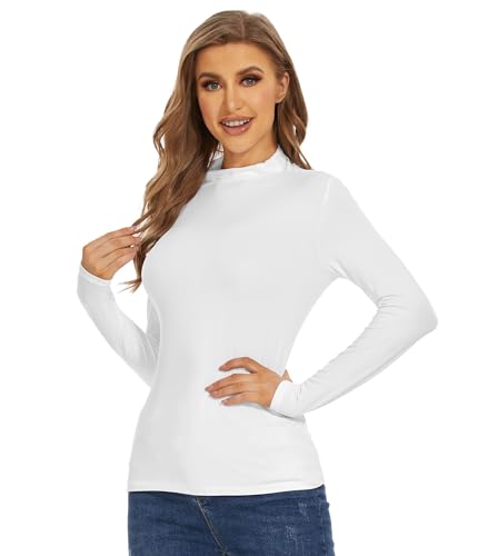 WiWi Women's Mock Turtleneck Pullover Tops Long Sleeve Pajama Top
