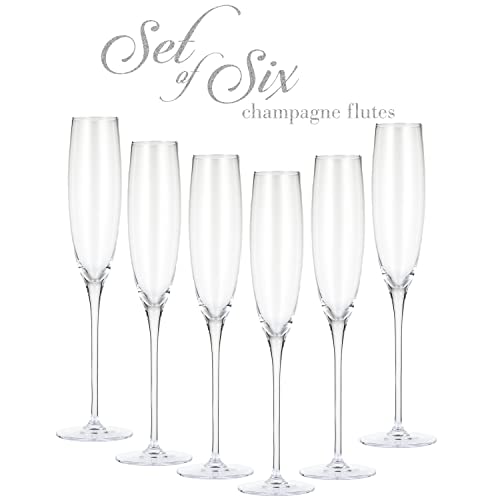Berkware Premium Crystal Champagne Flutes - Set Of 6 Champagne Glasses - Luxurious Long Stem Wine Glass For Toasting #TOP2