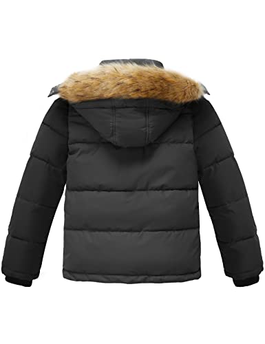 Image of Wantdo Boys' Winter Coat Warm Puffer Jacket Waterproof with Faux Fur Hood
