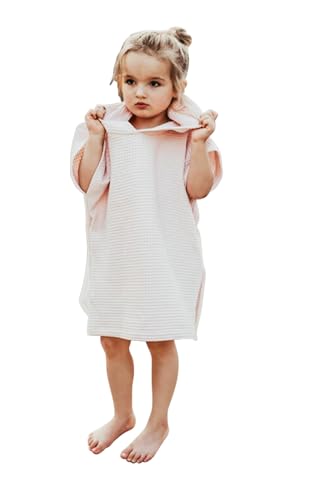 Image of BANGSAUR Hooded Poncho Towel for Toddlers Babies Cotton Lightweight Cover-up Bath Beach Changing Towels, 2-5 Years,Pink,23.6in