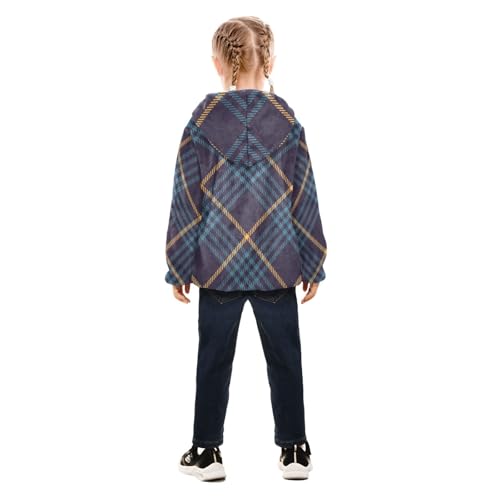 GuoChe Navy Blue Yellow Buffalo Plaid Tartan Check Scotland Toddler Boy Fleece Jacket4